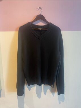 Todd Snyder Black V-Neck Men's Fisherman Sweater